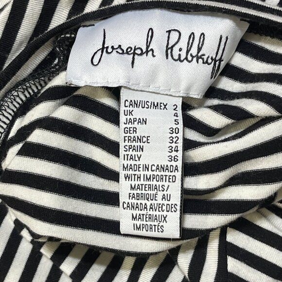 Joseph Ribcoff Side Tie Top Black White Stripe Size 2 Flutter Sleeve - Picture 5 of 7